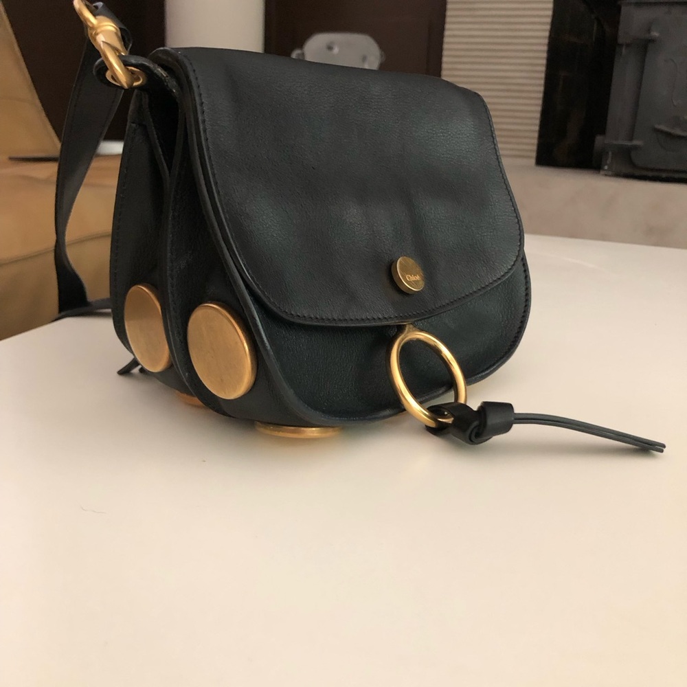 Chloé Kurtis Black Leather Crossbody with Gold Hardware